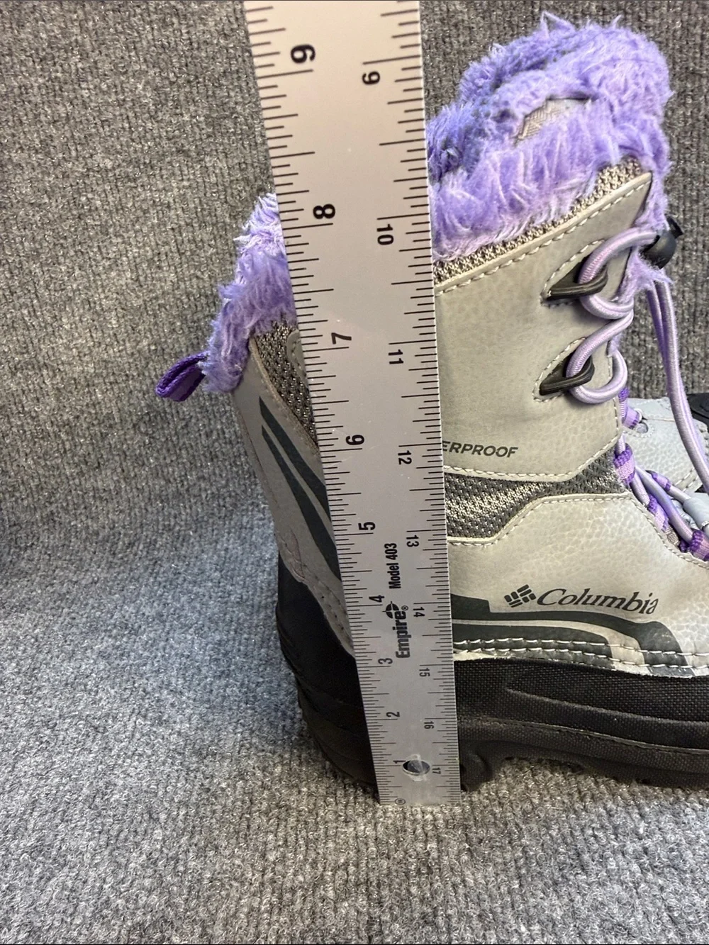 Columbia Kids' Gray and Lavender Waterproof Snow Boots Size 2